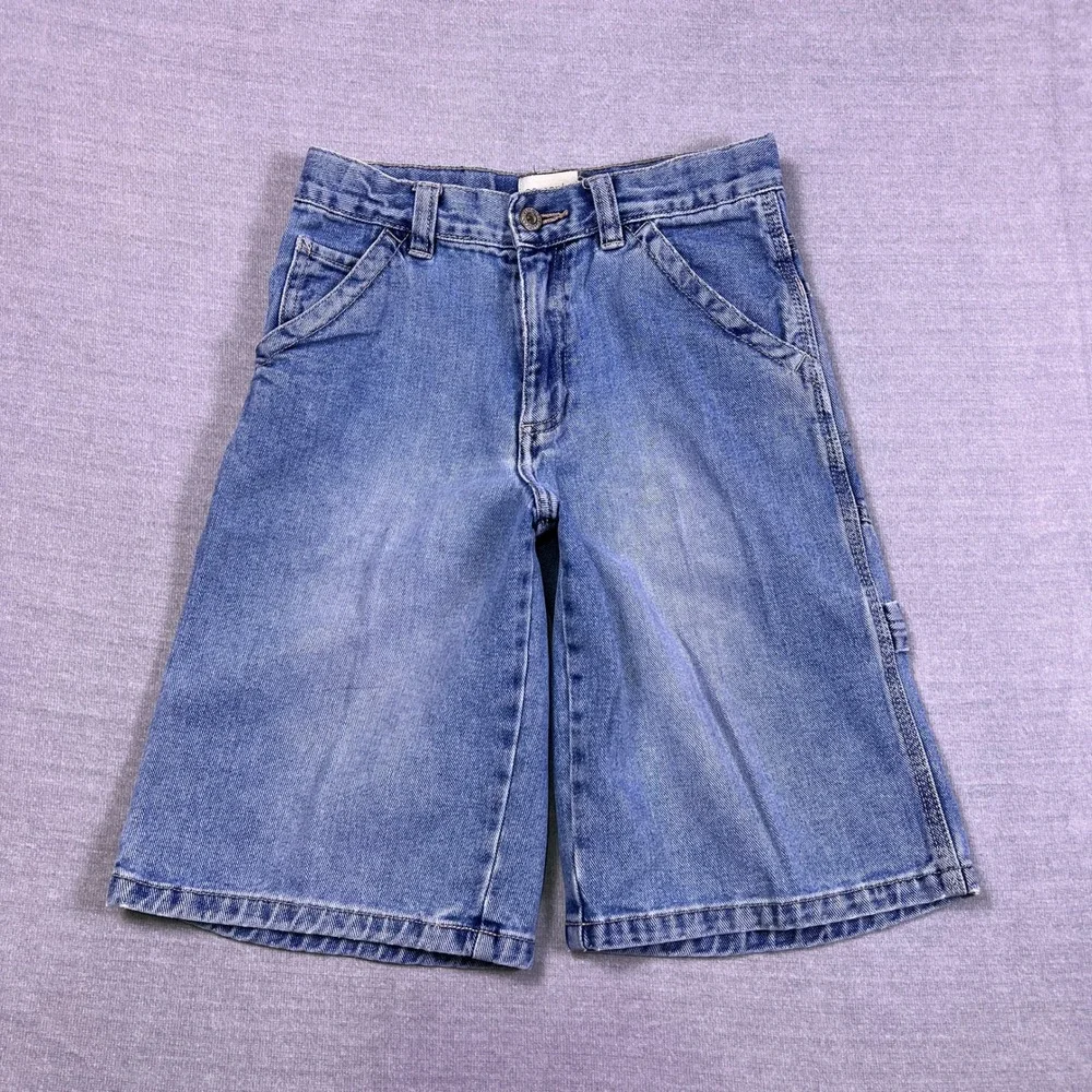 GAP Carpenter Relaxed Mid Rise Denim Shorts Kids 12 Blue Cotton
